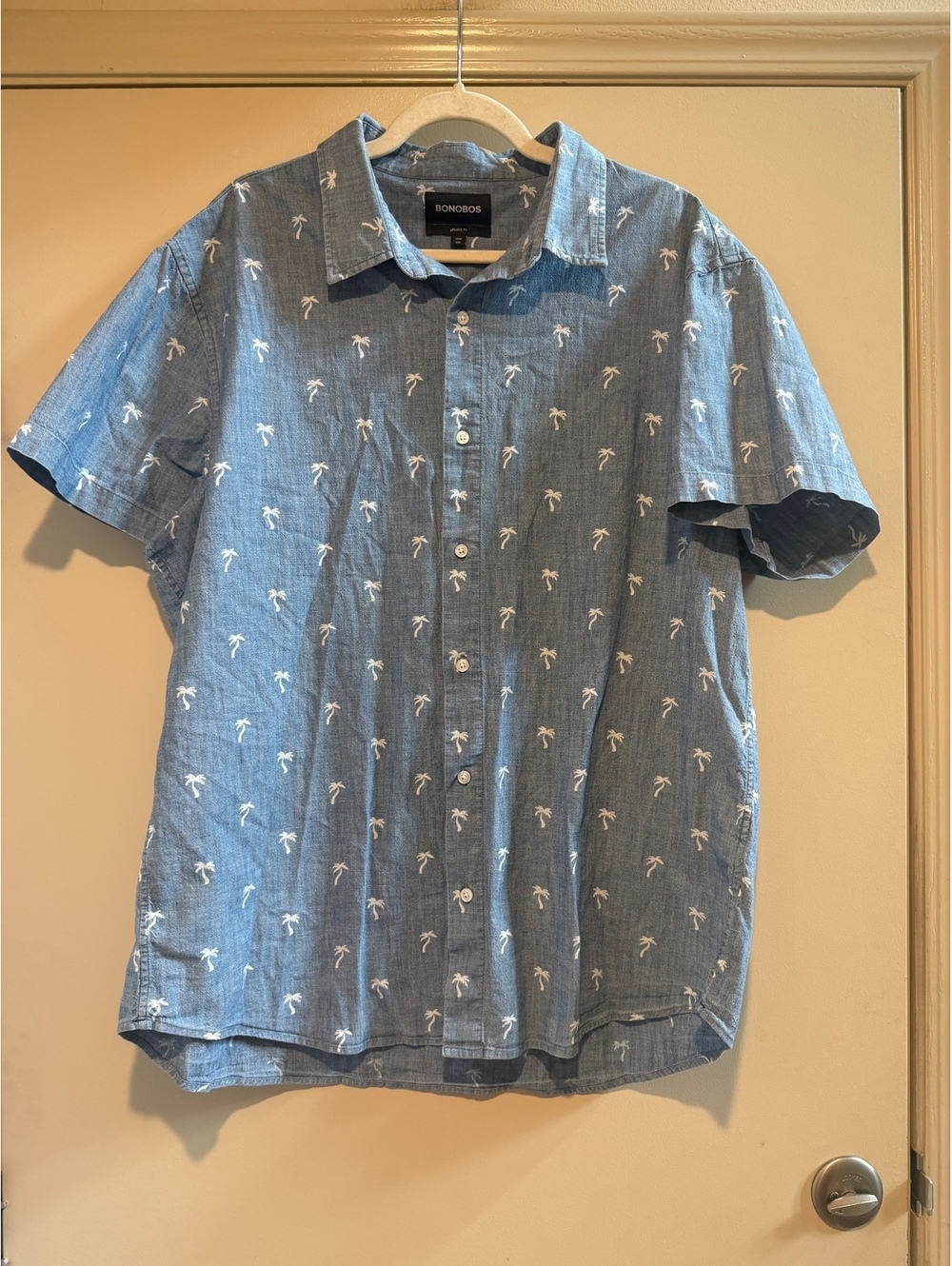Bonobos Athletic Fit XXL Long Blue Palm Tree Print Shirt